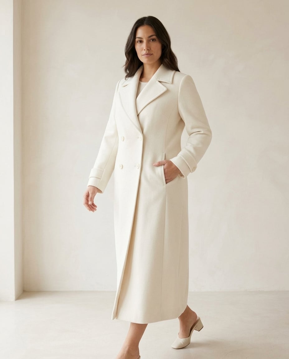 Charlotte | Contemporary Winter White Long Tailored Wool Coat for Winter — Maison Perigee — part-2