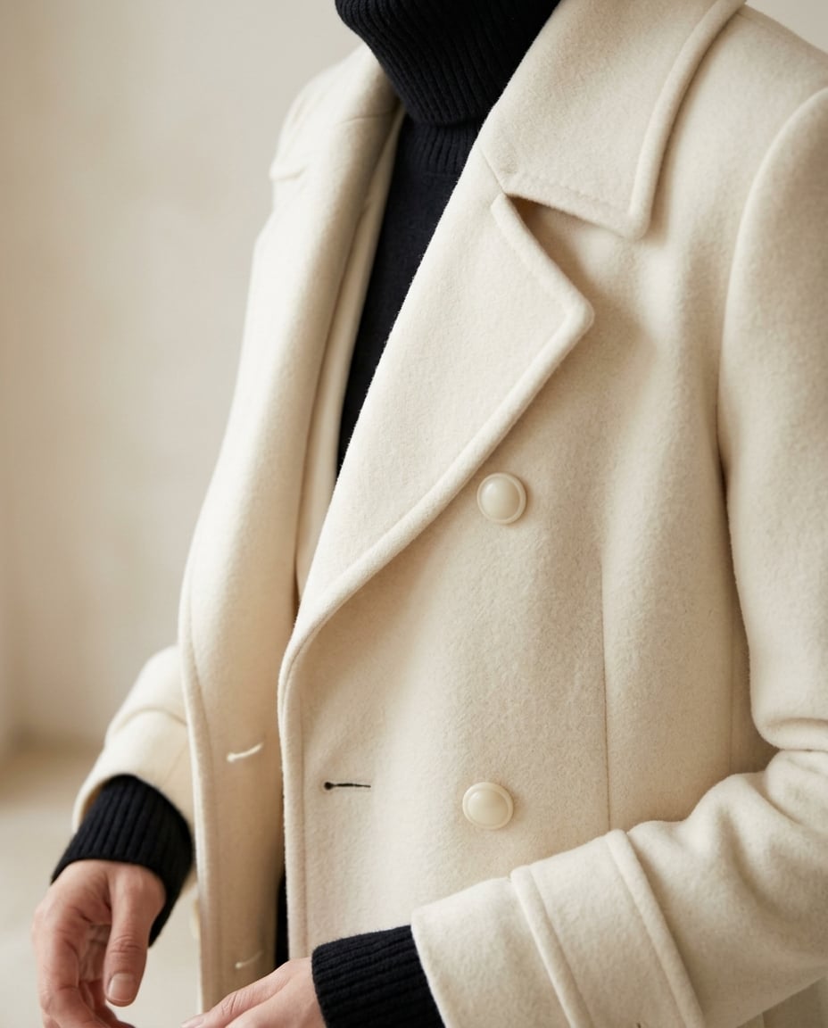 Charlotte | Contemporary Winter White Long Tailored Wool Coat for Winter — Maison Perigee — part-4