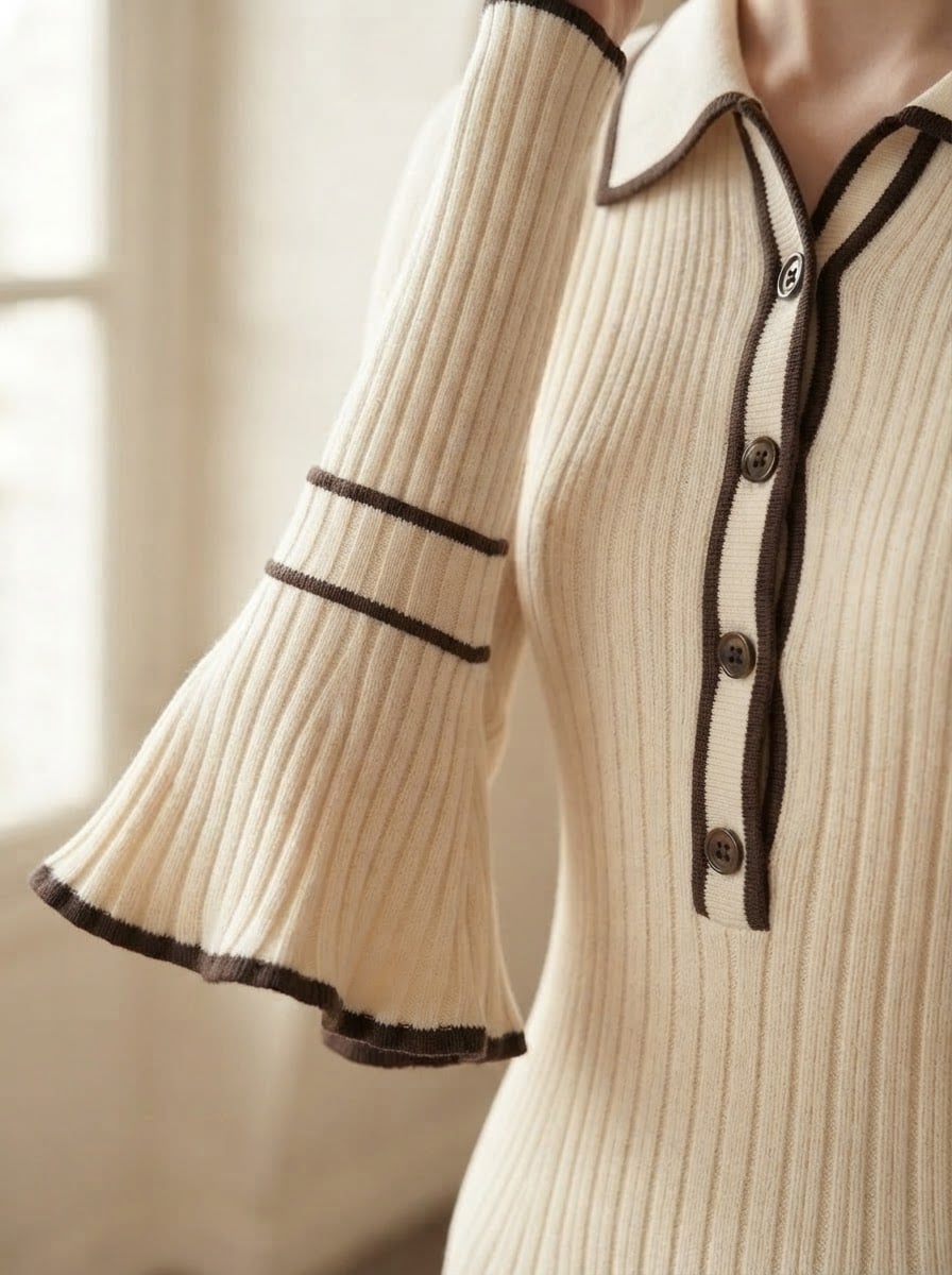 Charlotte - Cosy Knit Sweater Dress - detail close-up