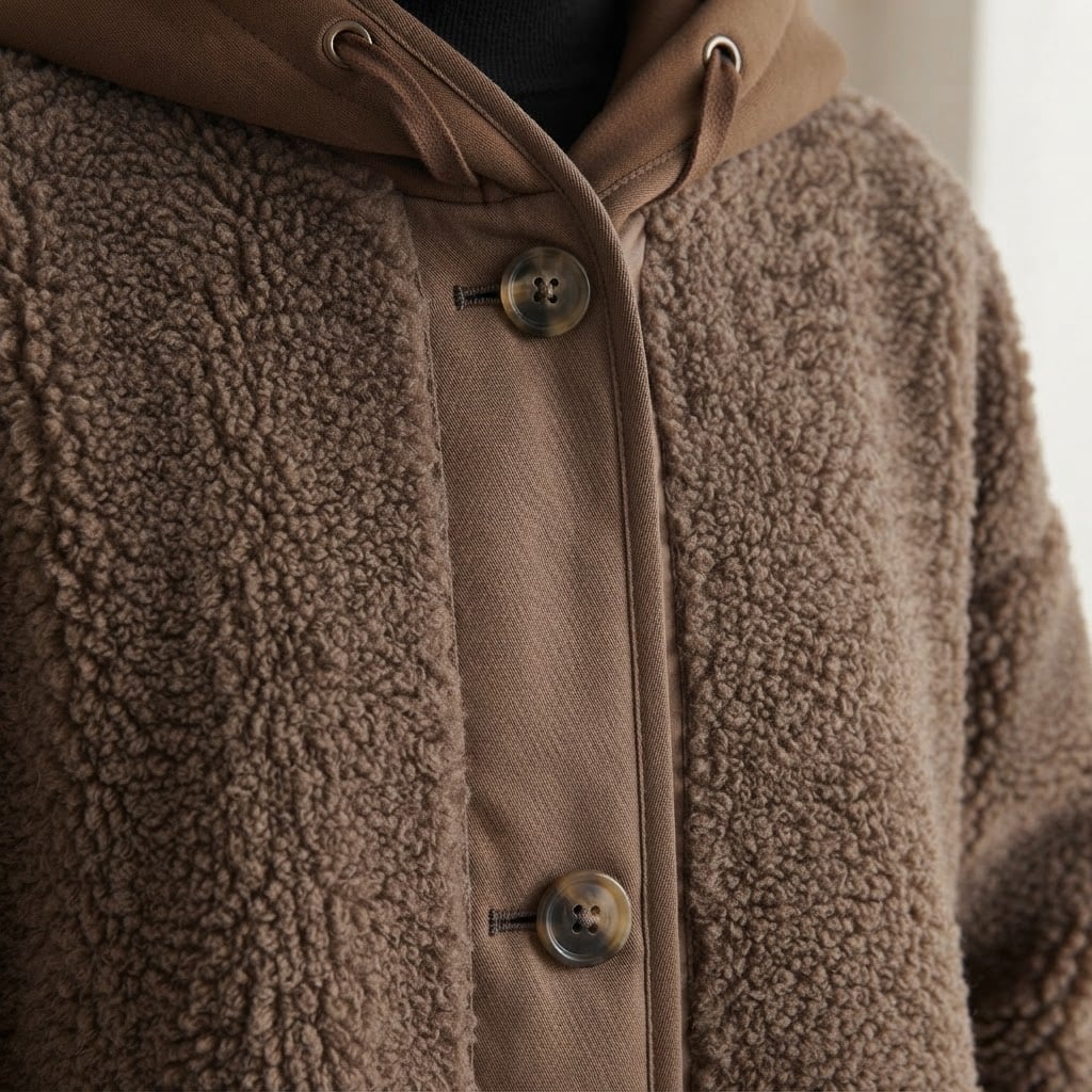 Charlotte | Effortless Hooded Sherpa Jacket for Autumn/Winter - Detail Close-Up
