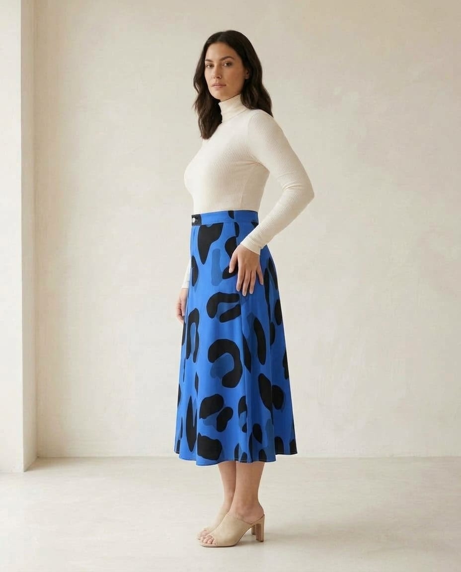 Charlotte | Elegant Leopard Print Midi Skirt for Autumn/Winter — side | Maison Perigee