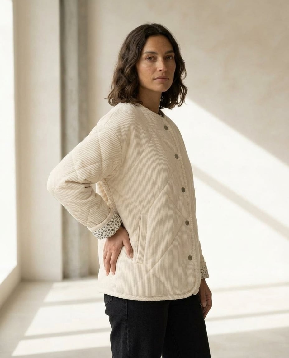 Charlotte | Elegant Padded Jacket for Autumn/Winter — side | Maison Perigee