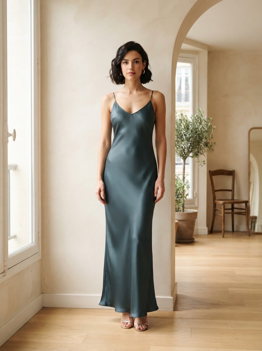 Charlotte - Elegant Satin Party Dress - front view