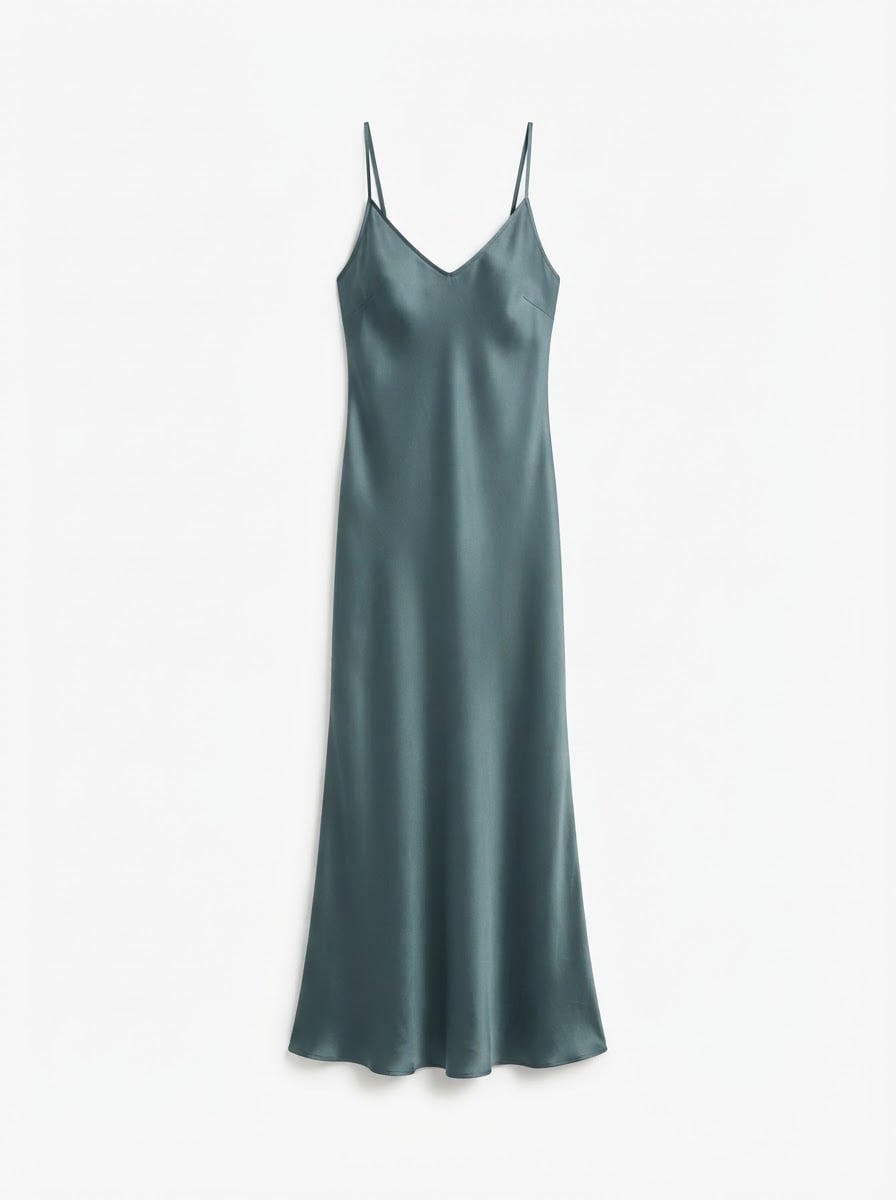 Charlotte - Elegant Satin Party Dress - flat lay