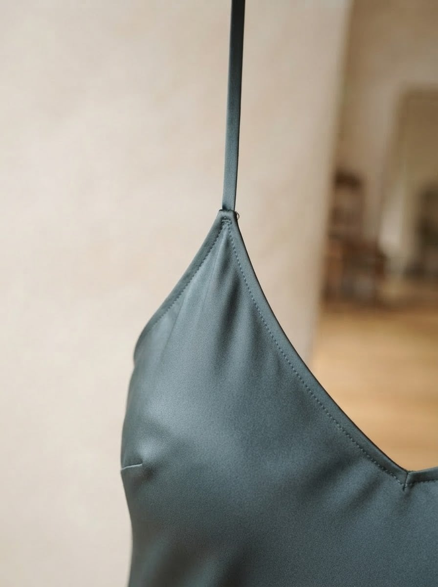 Charlotte - Elegant Satin Party Dress - detail close-up