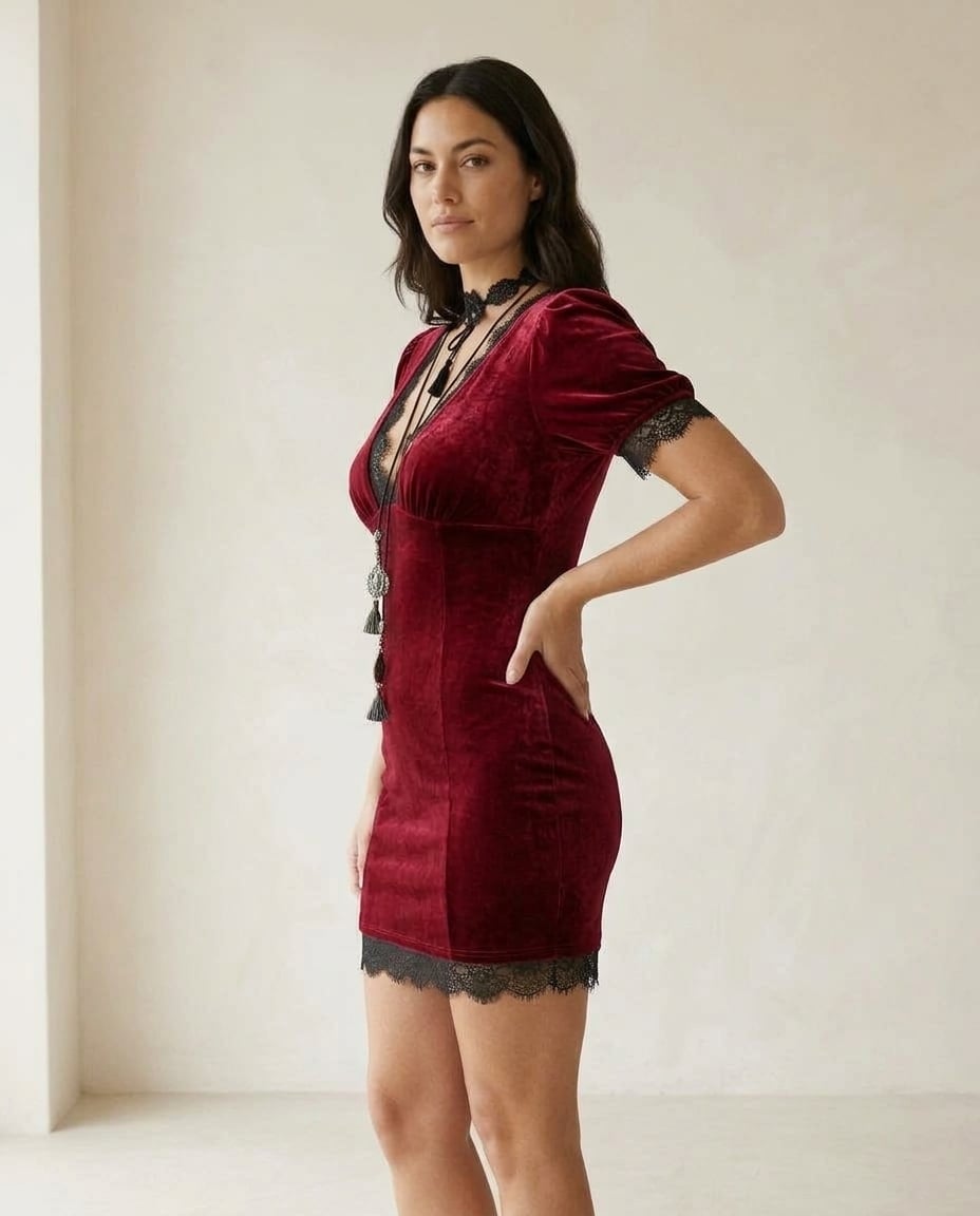 Charlotte | Elegant Velvet Dress — side | Maison Perigee