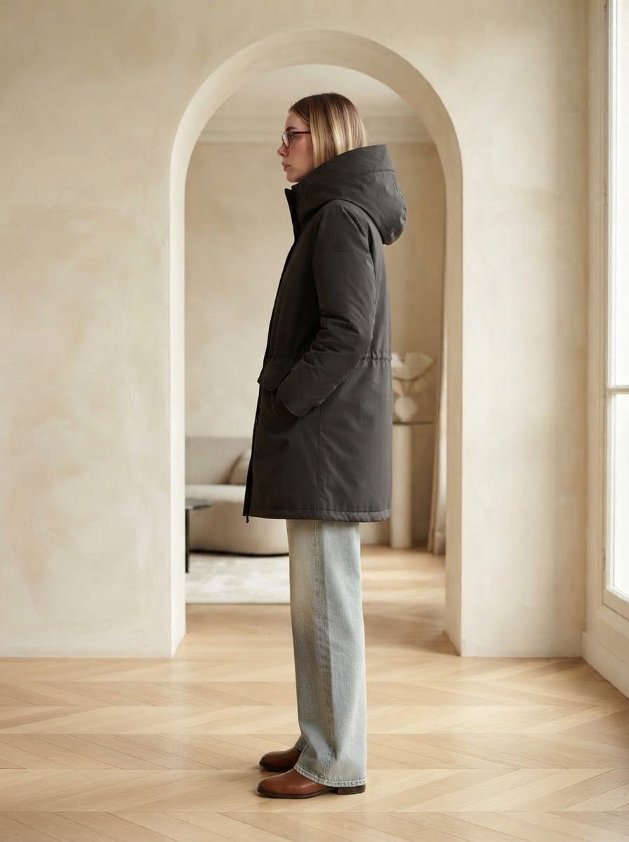 Charlotte - Hooded Parka Coat for Winter - side view