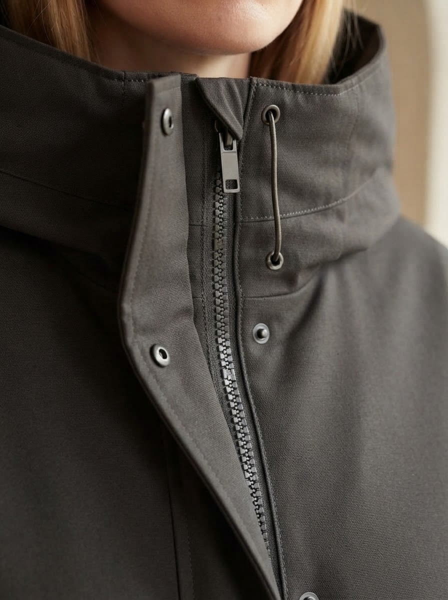 Charlotte - Hooded Parka Coat for Winter - detail close-up