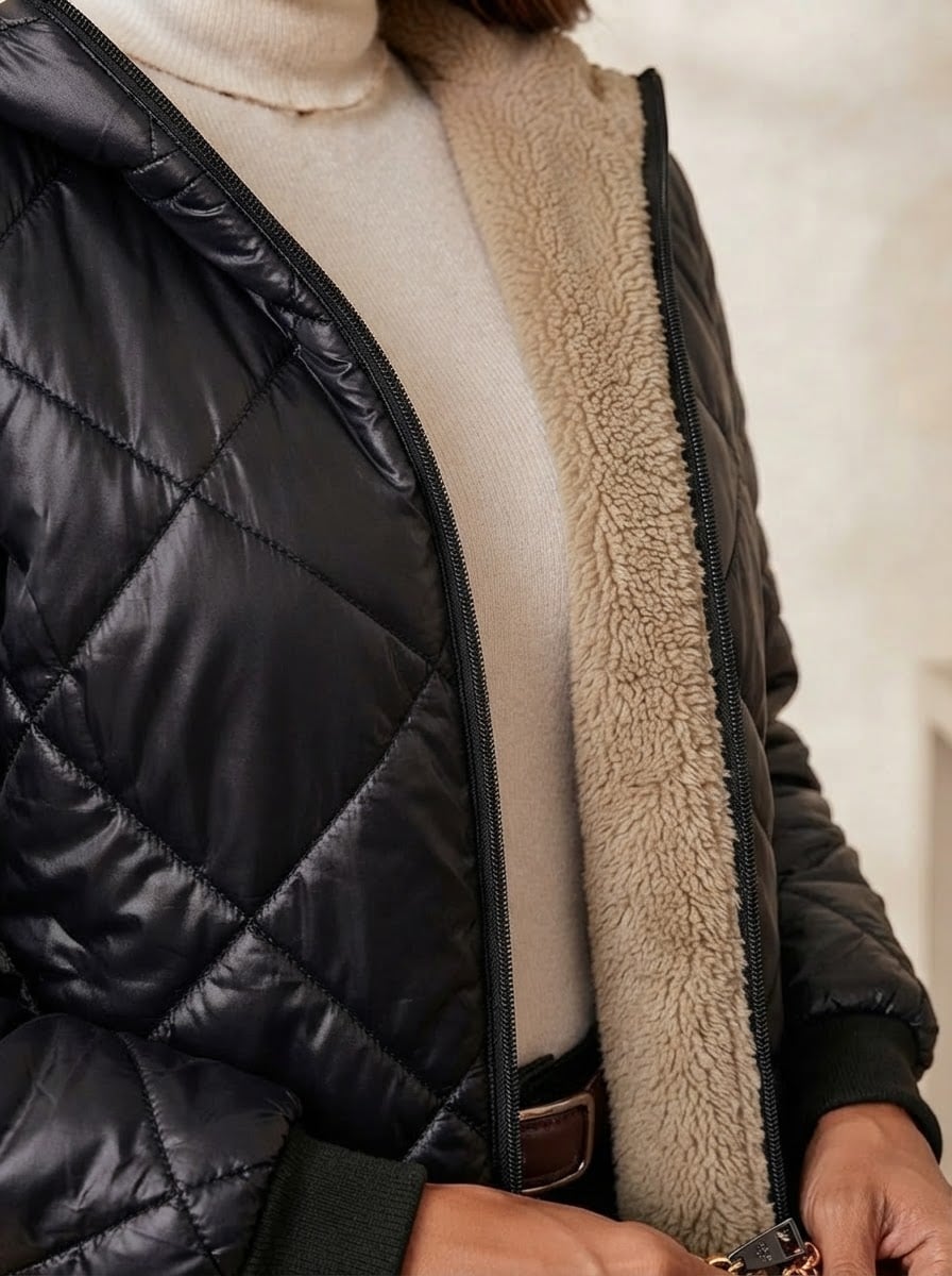 Charlotte - Luxe Faux Fur Coat for Winter - detail close-up