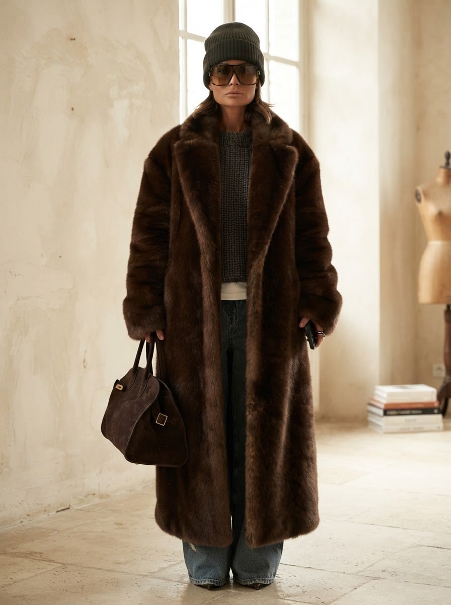 Charlotte - Luxe Faux Fur Coat for Winter - front view