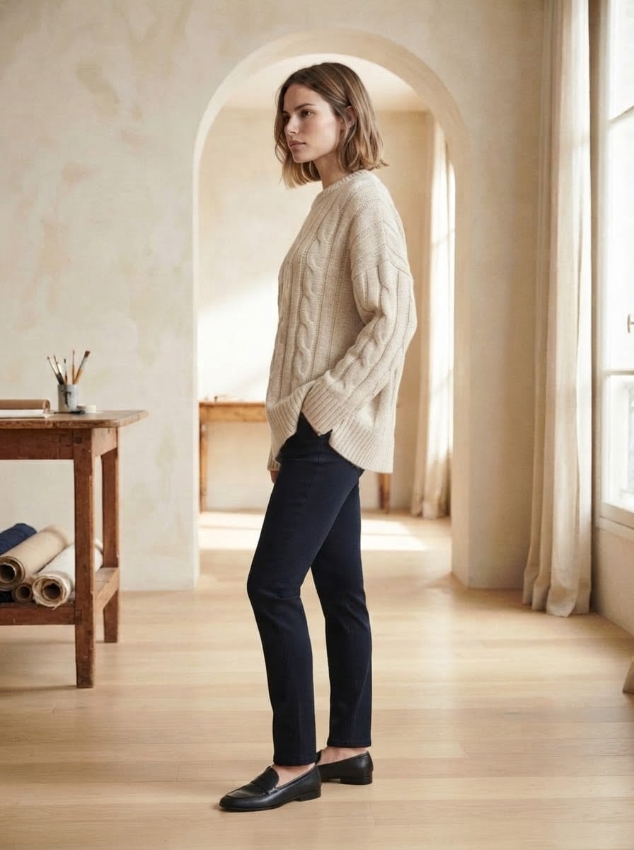 Charlotte - Oversized Chunky Knit Jumper - side view