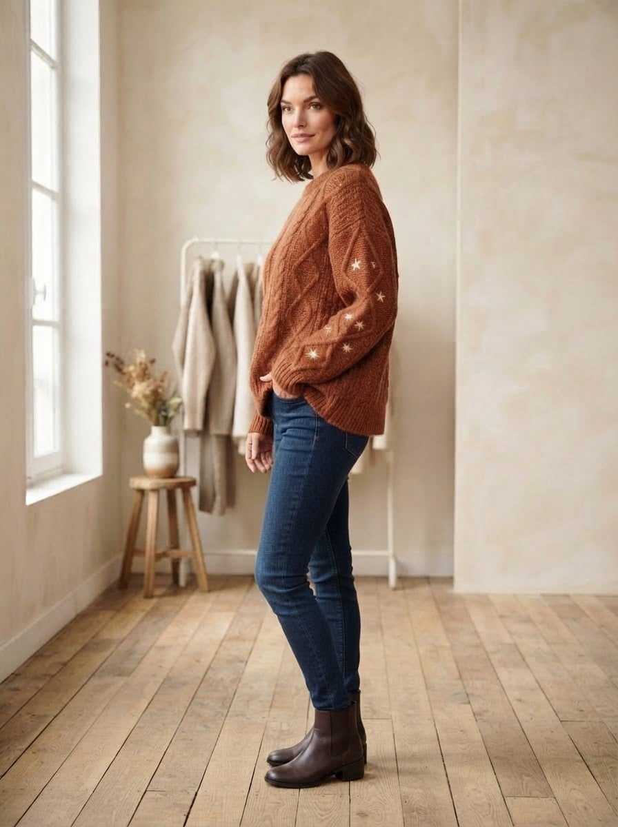 Charlotte - Oversized Chunky Knit Jumper - side view