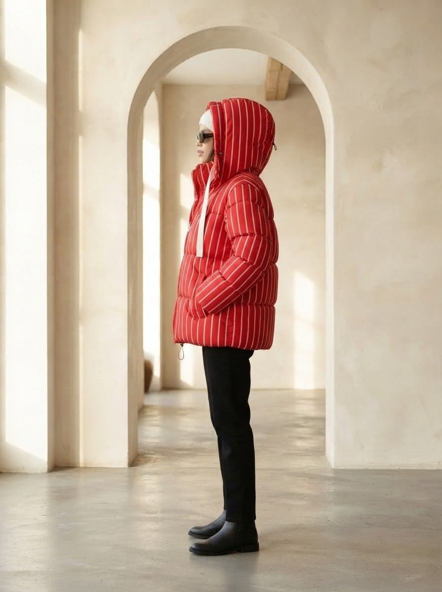 Charlotte - Quilted Puffer Coat - side view