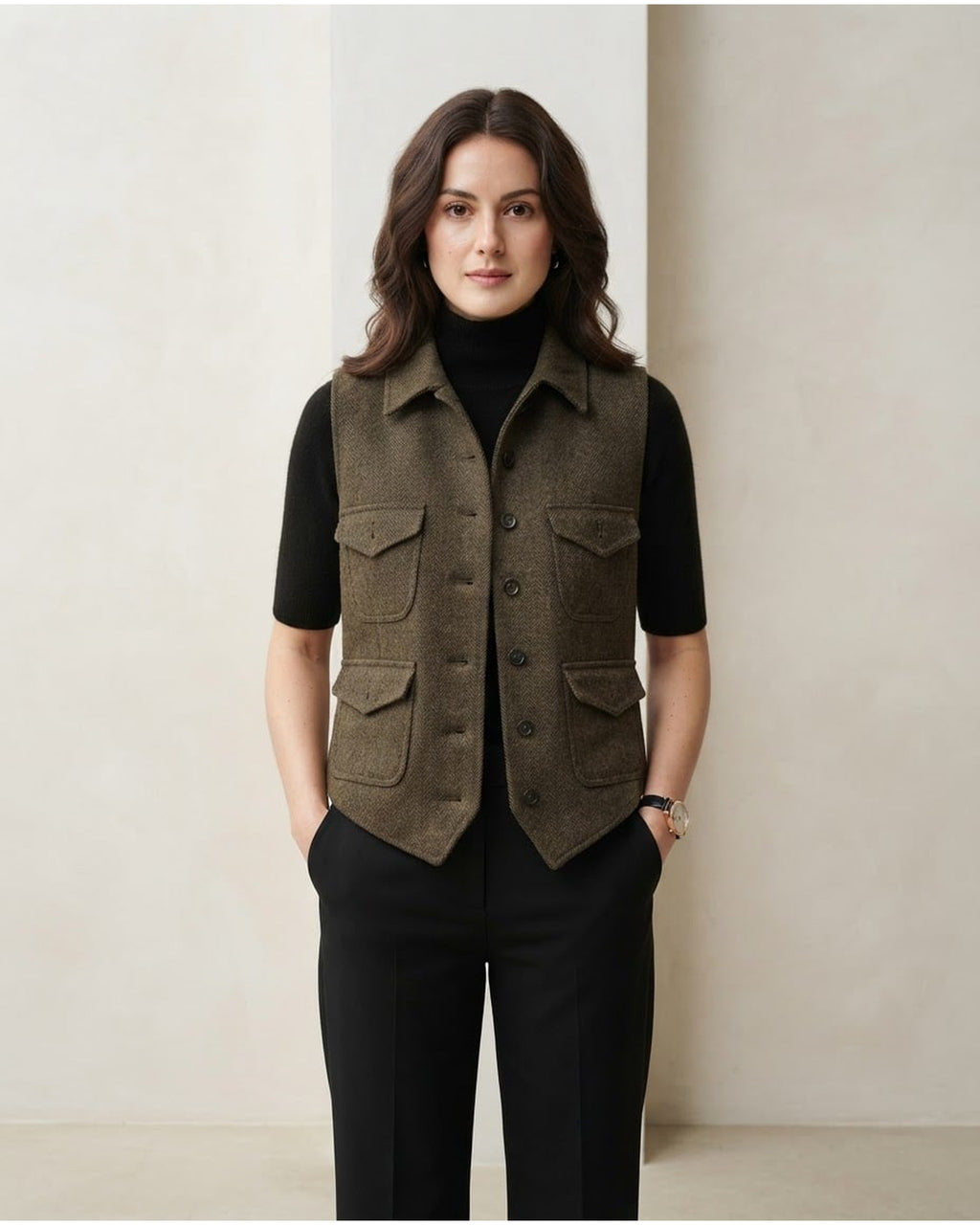 Charlotte | Refined Utility Vest for Autumn/Winter - Front View