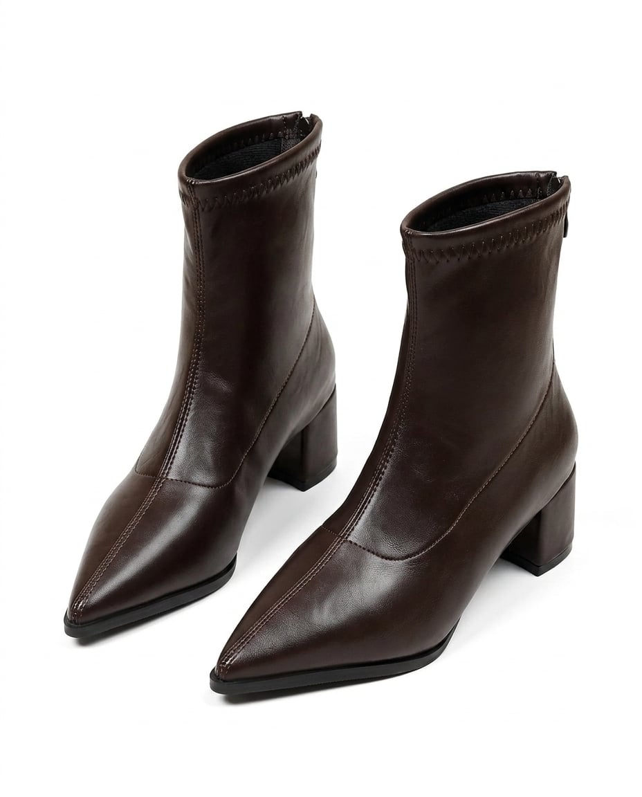Chocolate ankle boots product photo, white background | Maison Perigee — product