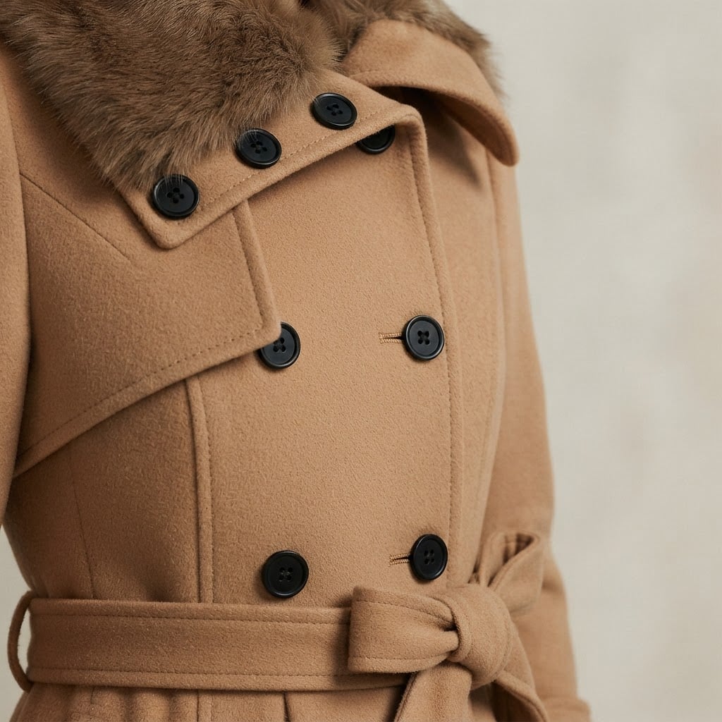 Charlotte | Timeless Double-Breasted Coat for Winter - Detail Close-Up