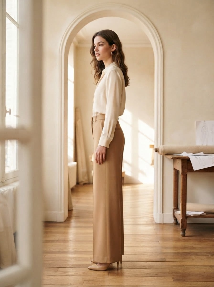Charlotte - Wide-Leg Wool Trousers - side view