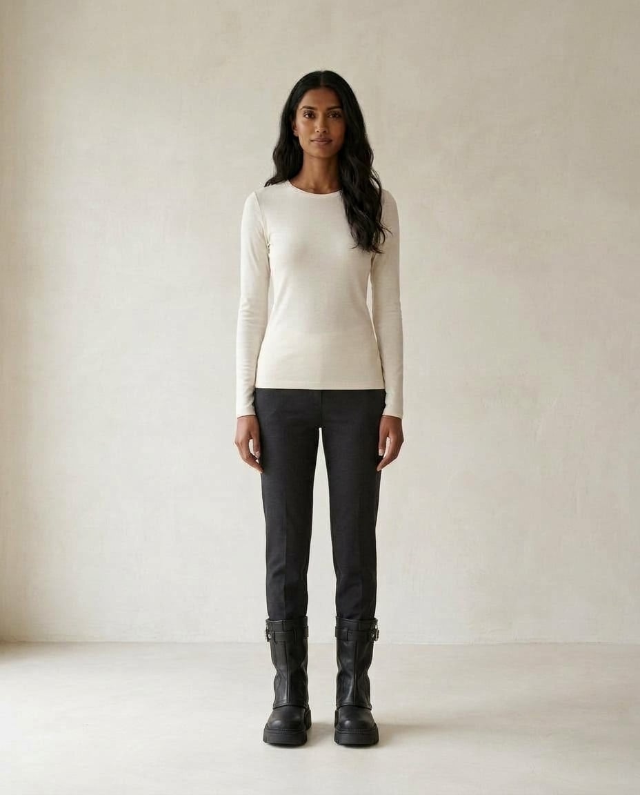 Chloe - Edgy Belt Buckle Platform Biker Boots - front view
