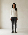 Chloe - Edgy Belt Buckle Platform Biker Boots - front view