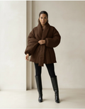 Colette - Shawl Collar Puffer Coat in Coffee - part 1