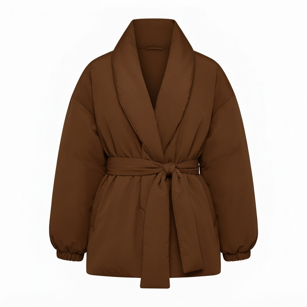 Colette - Shawl Collar Puffer Coat in Coffee - part 3