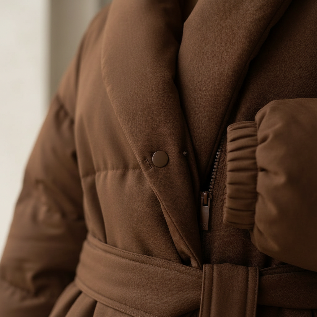 Colette - Shawl Collar Puffer Coat in Coffee - part 4