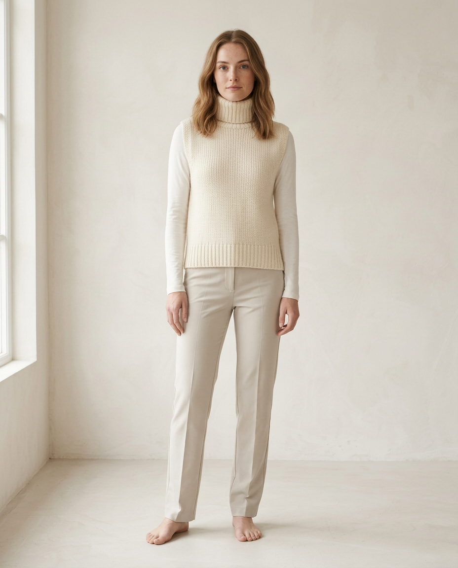 Eleanor - Refined Merino Wool Turtleneck Vest - front view