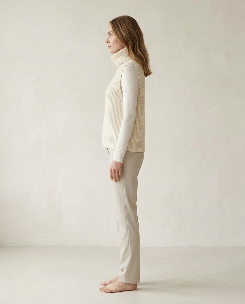 Eleanor - Refined Merino Wool Turtleneck Vest - side view