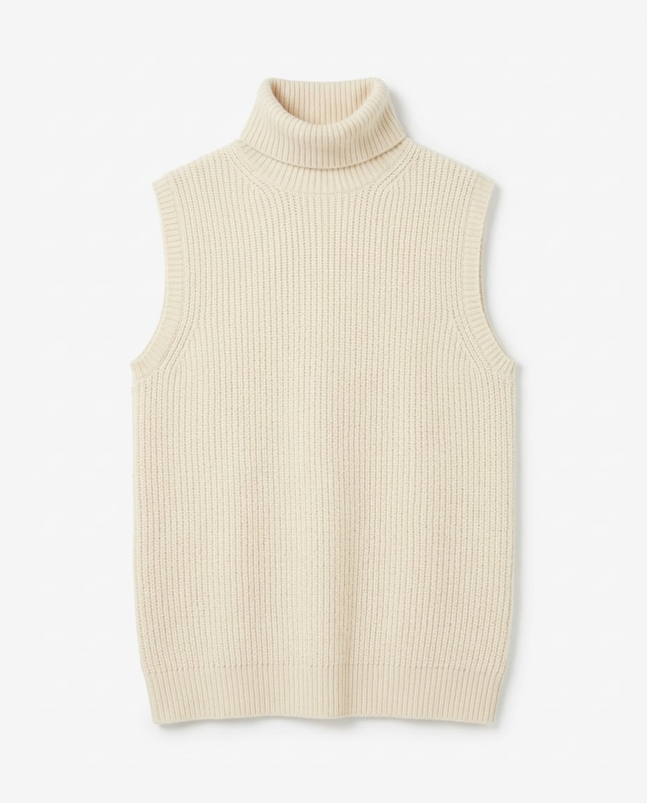 Eleanor - Refined Merino Wool Turtleneck Vest - flat lay
