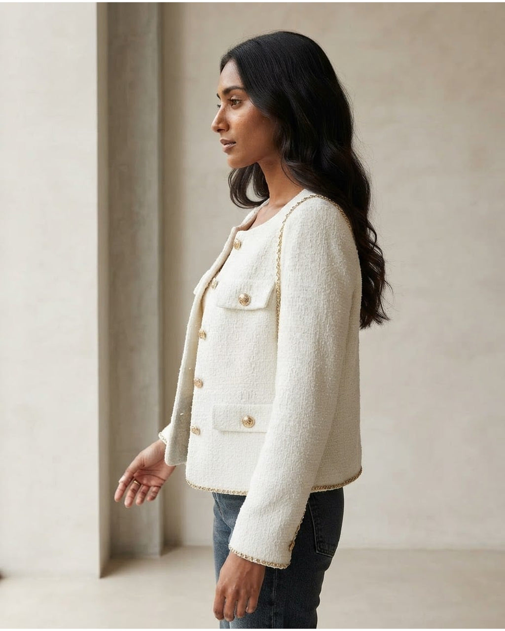 Elise - Refined Wool Coat for Autumn/Winter - Side View