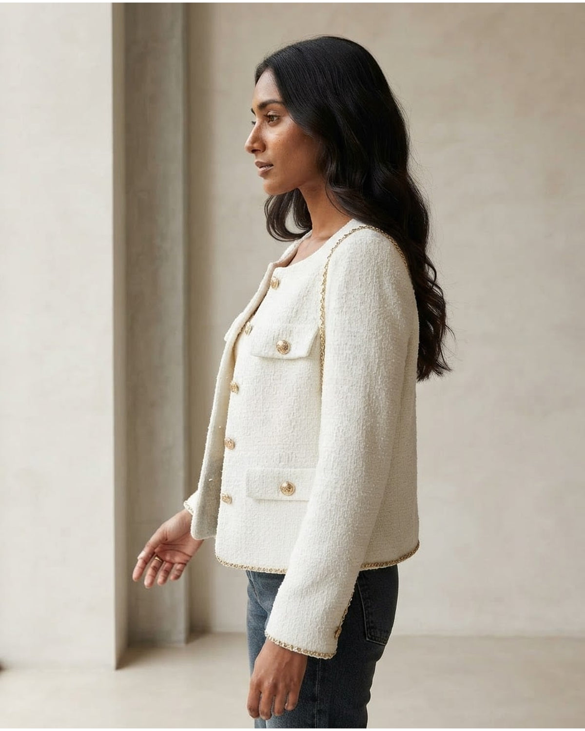 Elise - Refined Wool Coat for Autumn/Winter - Side View