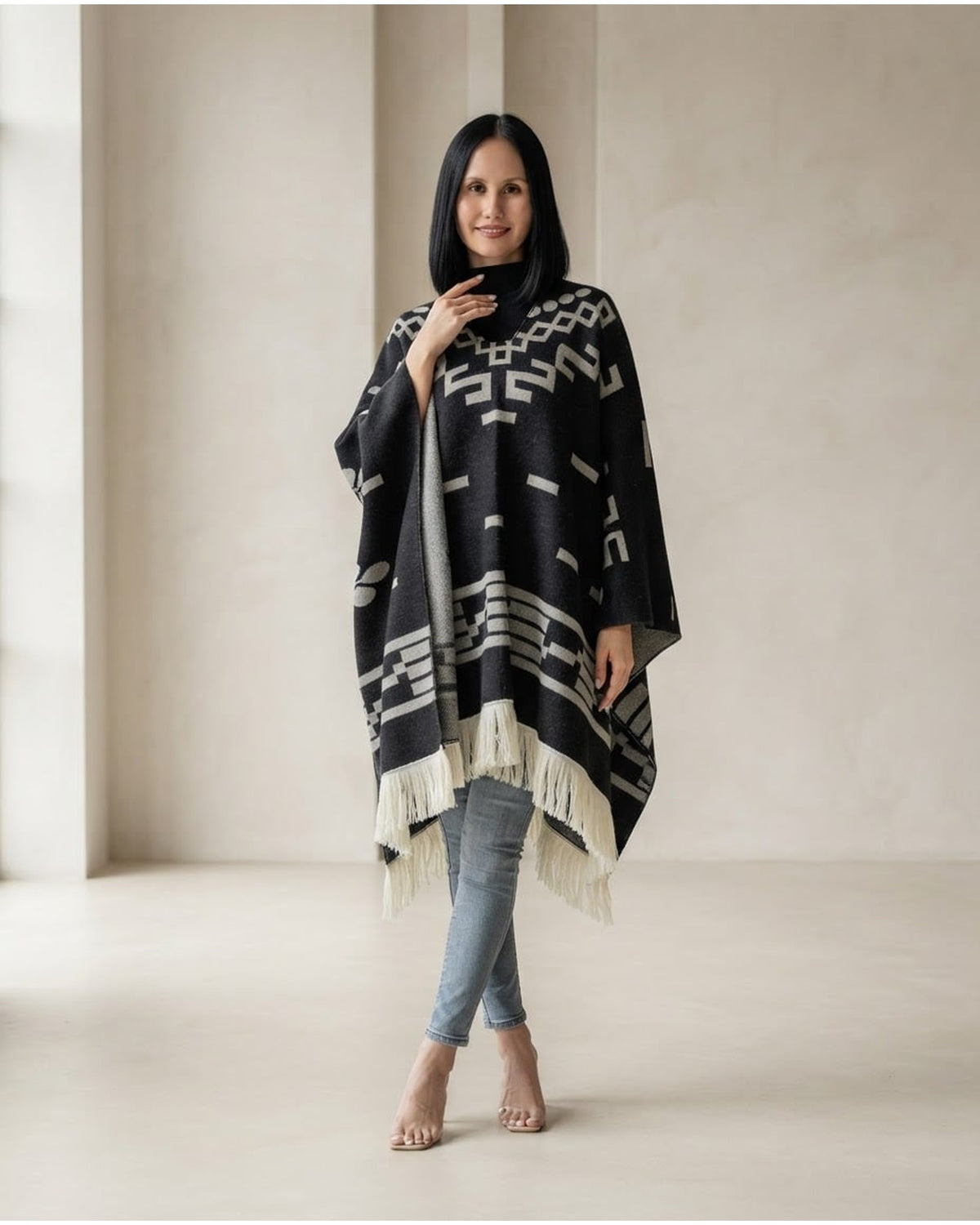 Ella | Effortless Poncho Wrap for Autumn/Winter - Front View