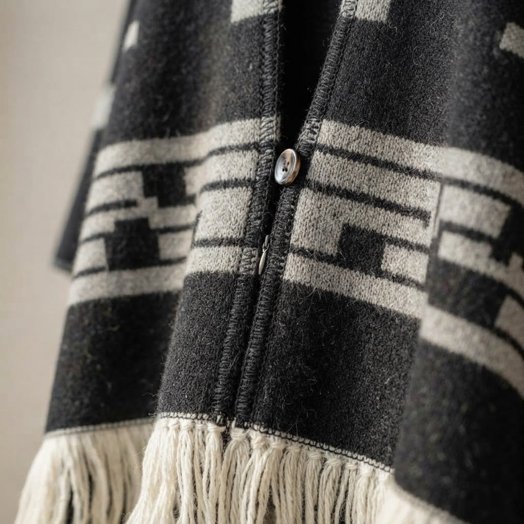 Ella | Effortless Poncho Wrap for Autumn/Winter - Detail Close-Up