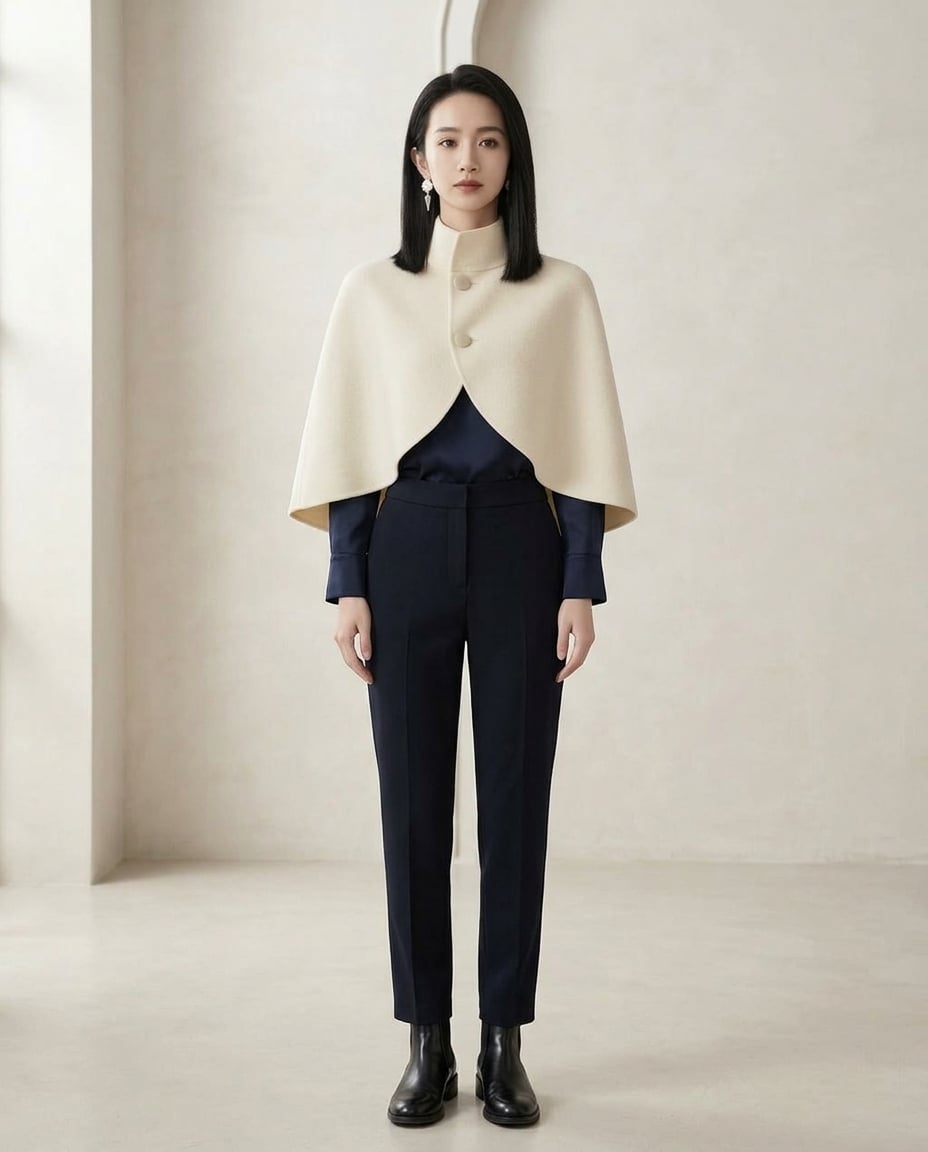 Ella | Elegant Cape Jacket for Autumn/Winter - Front View