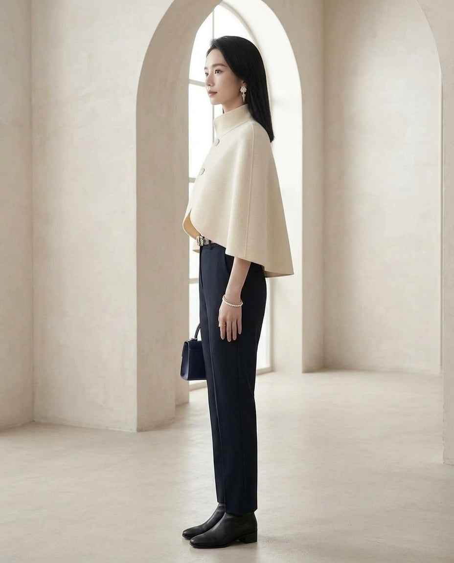 Ella | Elegant Cape Jacket for Autumn/Winter - Side View