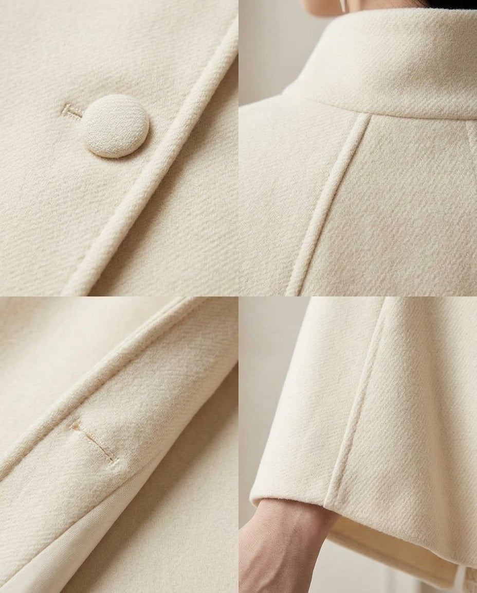 Ella | Elegant Cape Jacket for Autumn/Winter - Detail Close-Up