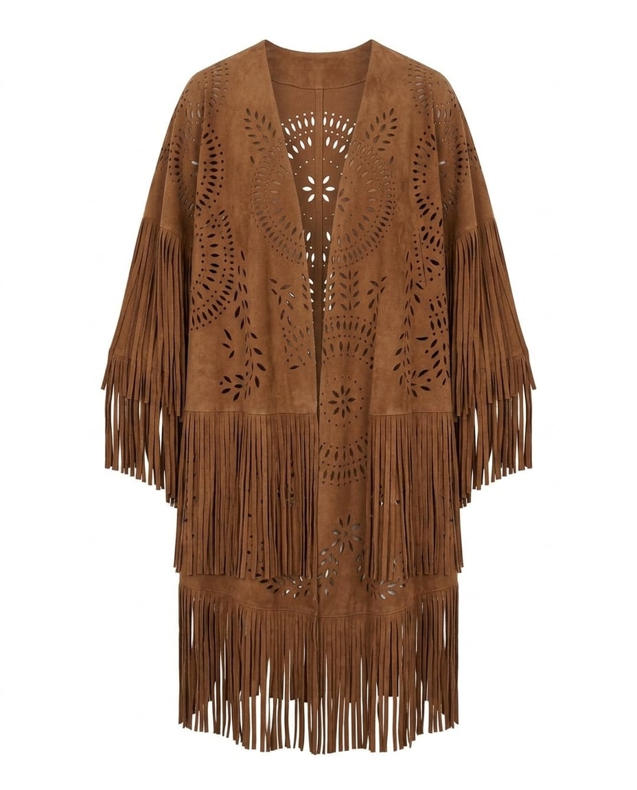 Ella | Elegant Fringed Cape for Autumn - Product Photo