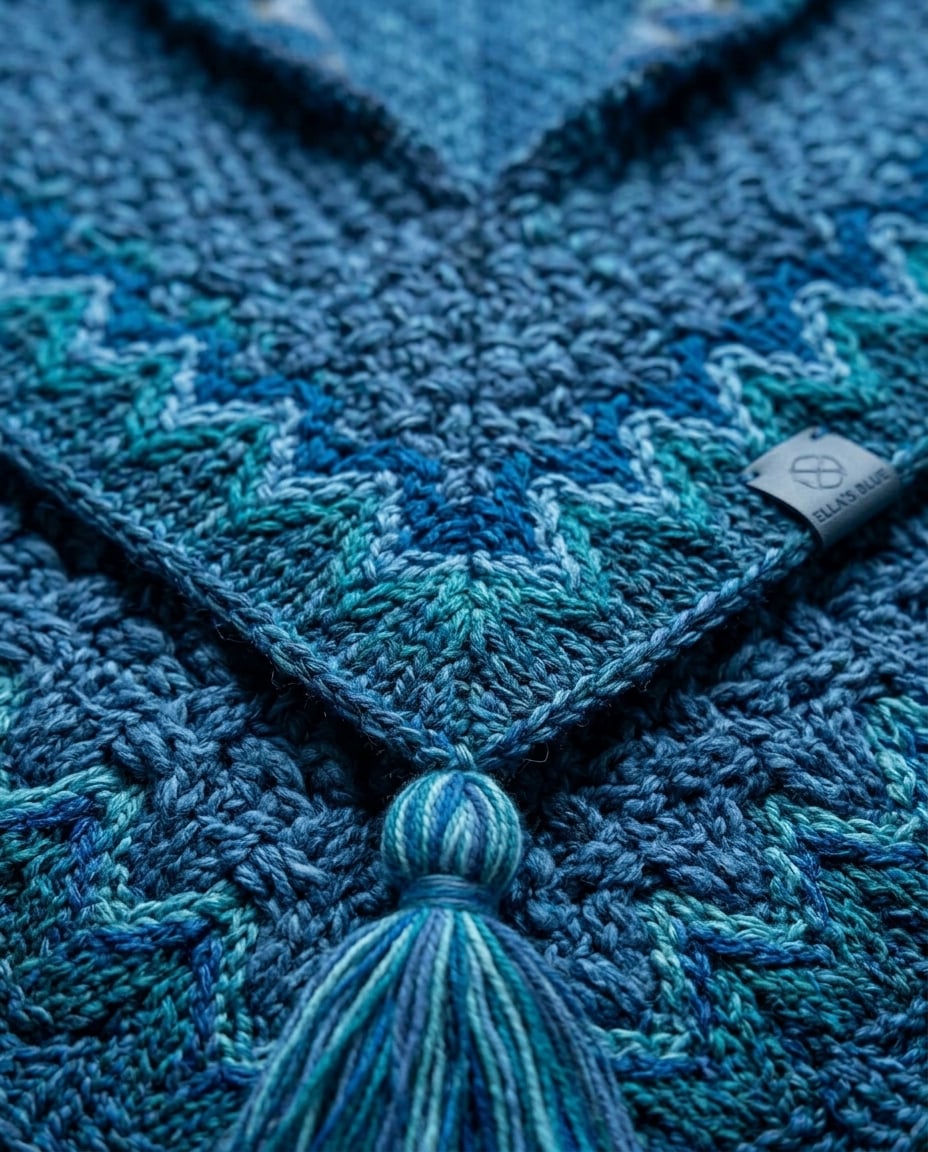 Ella | Elegant Knitted Shawl for Autumn/Winter - Detail Close-Up