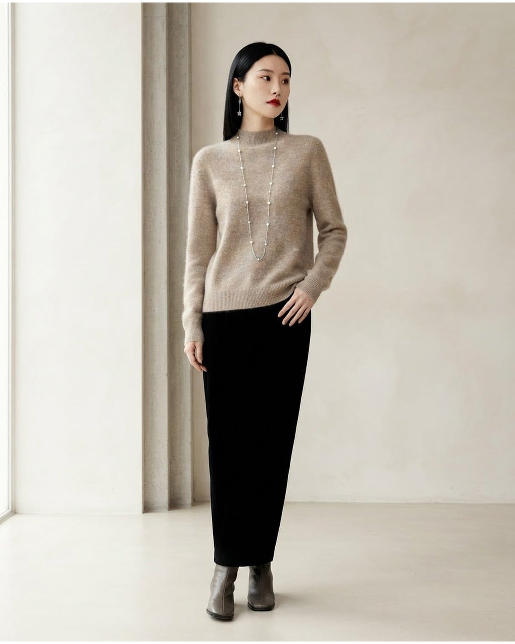 Ella | Elegant Mock Neck Sweater for Autumn/Winter - Front View