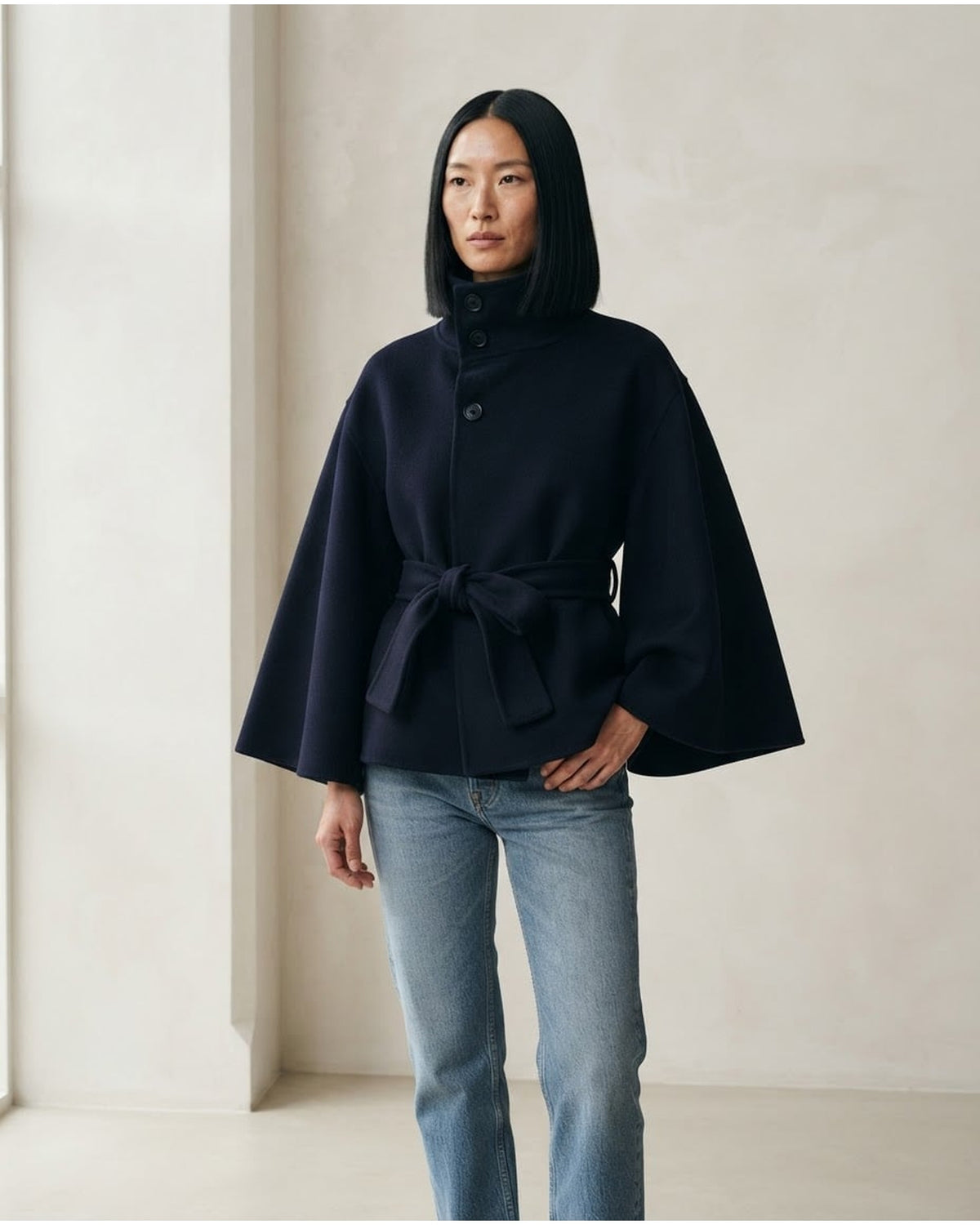 Ella | Elegant Navy Jacket for Autumn/Winter - Front View