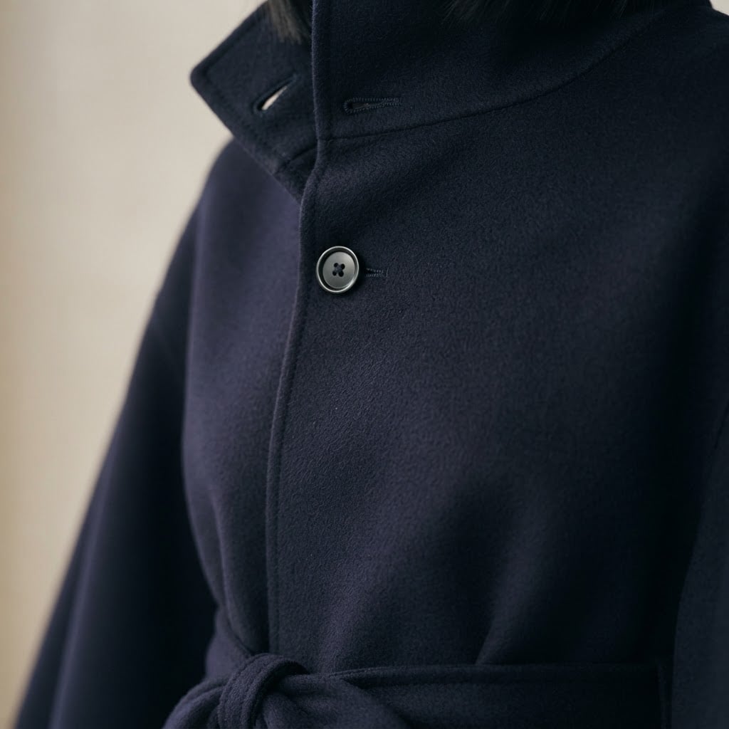 Ella | Elegant Navy Jacket for Autumn/Winter - Detail Close-Up