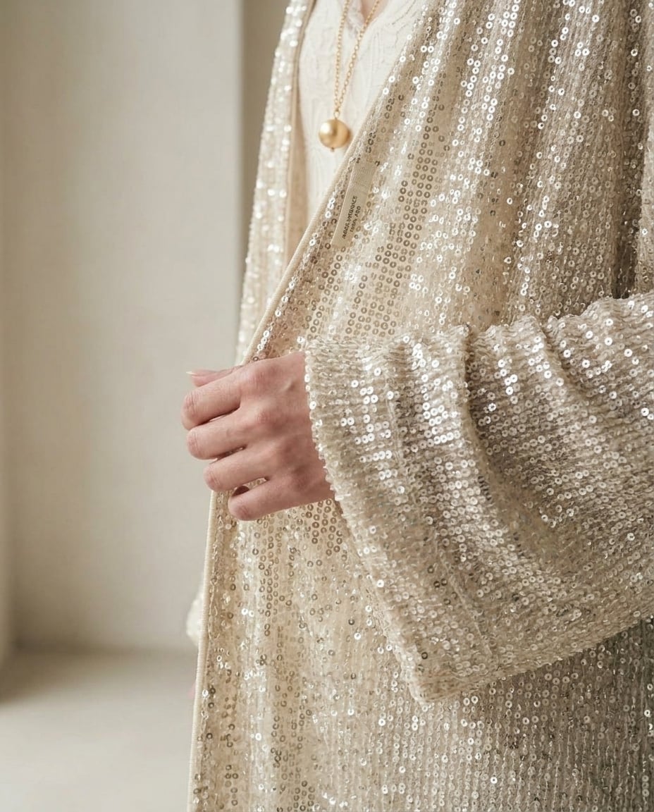 Ella | Elegant Sequin Cardigan for Autumn/Winter - Detail Close-Up
