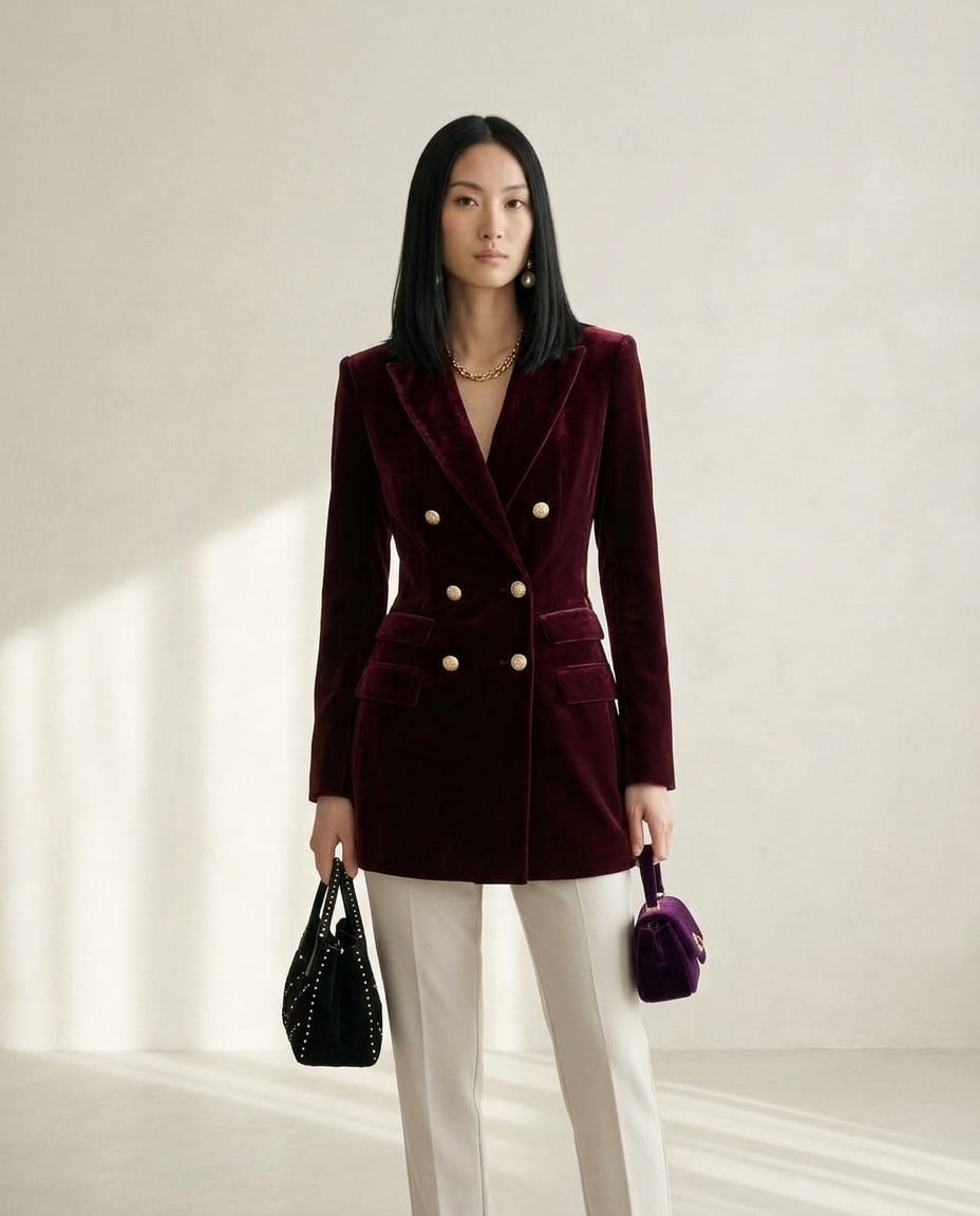 Ella | Elegant Velvet Blazer for Autumn/Winter — front | Maison Perigee