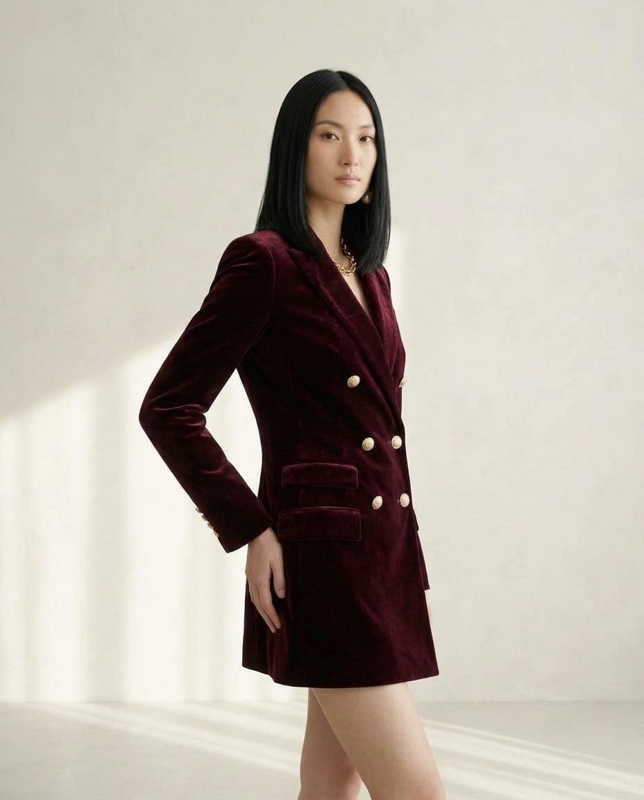 Ella | Elegant Velvet Blazer for Autumn/Winter — side | Maison Perigee