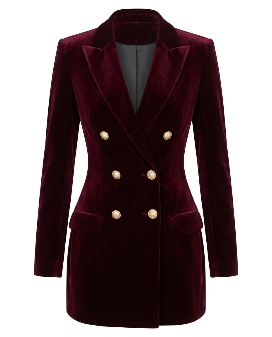Ella | Elegant Velvet Blazer for Autumn/Winter — product white bg | Maison Perigee