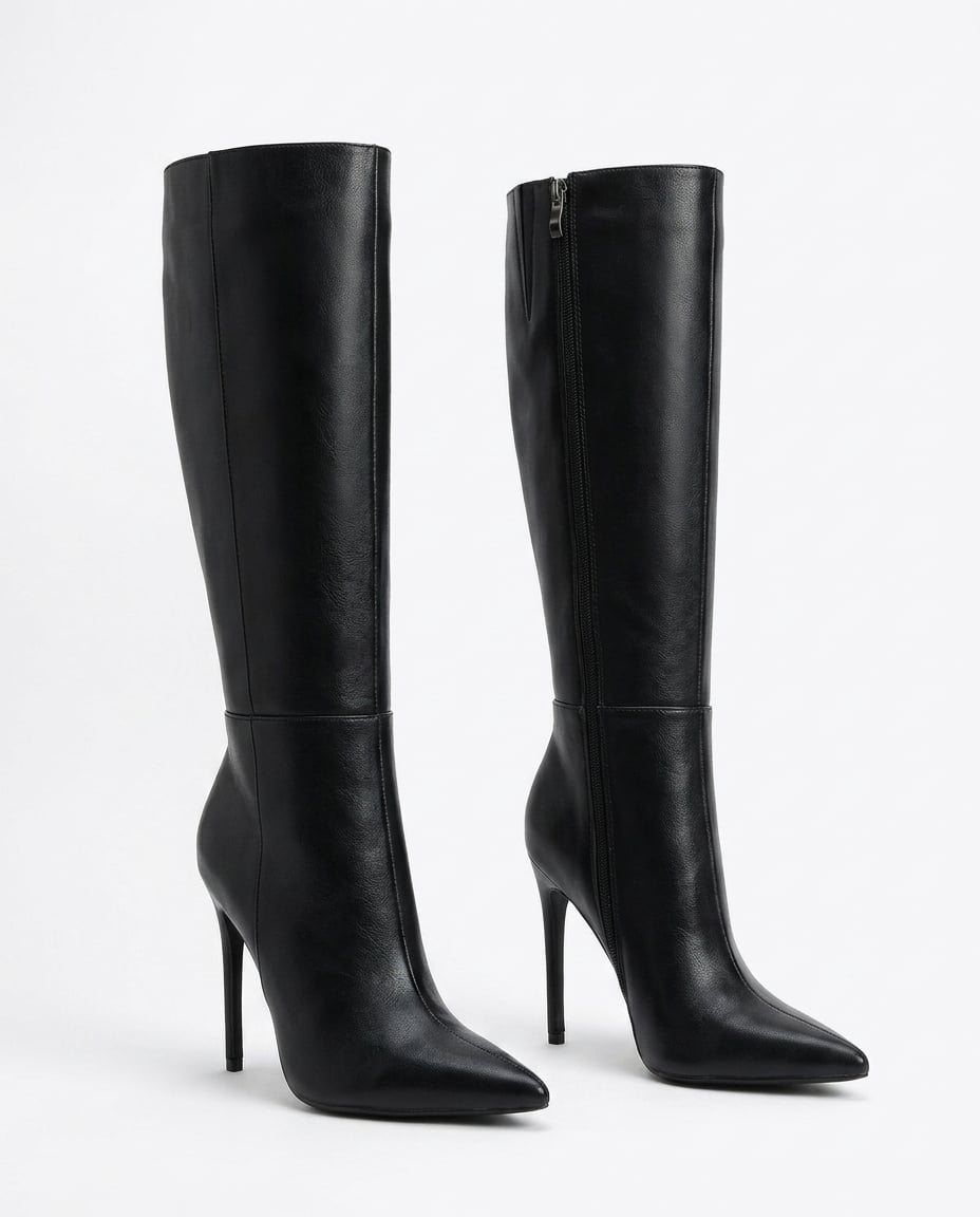 Black knee-high boots product photo, white background | Maison Perigee — product