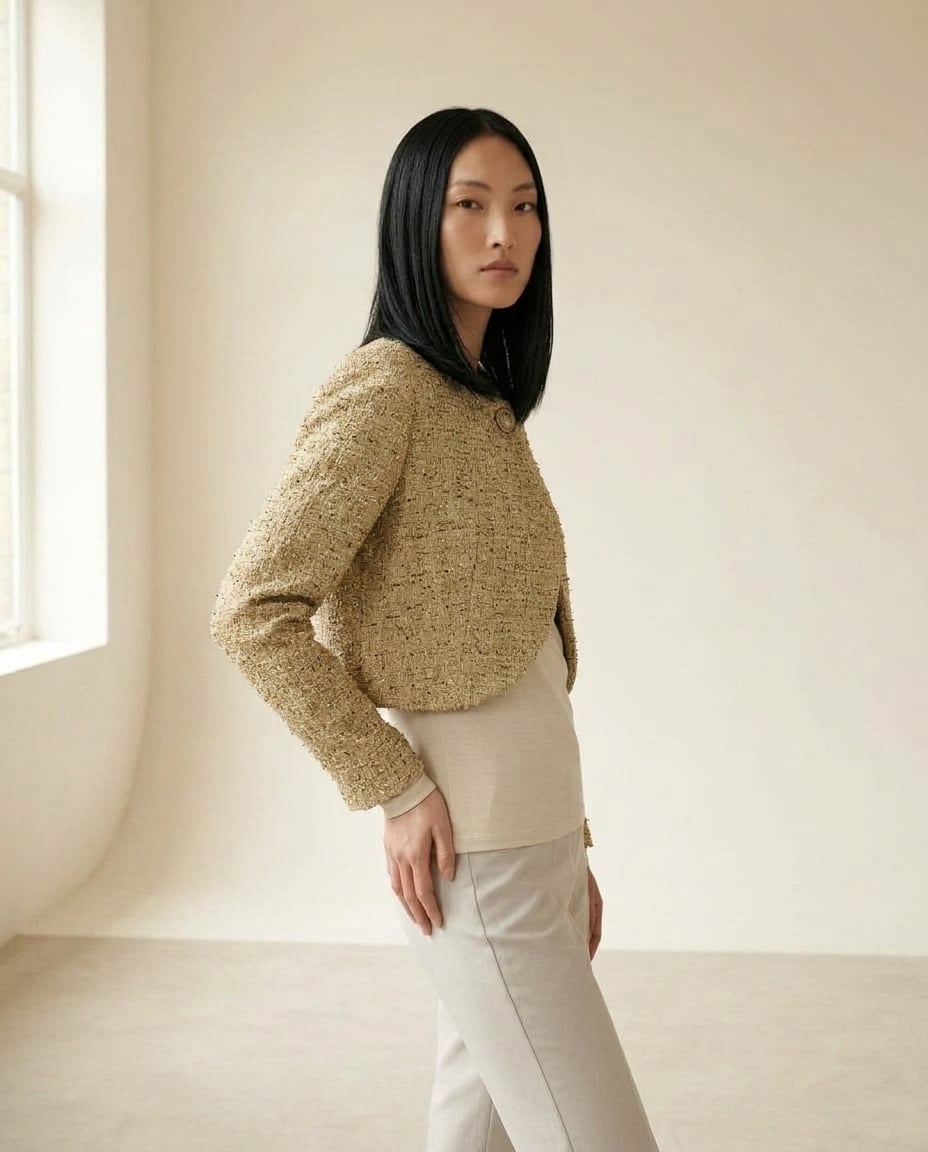 Ella | Sophisticated Tweed Jacket for Autumn/Winter — side | Maison Perigee