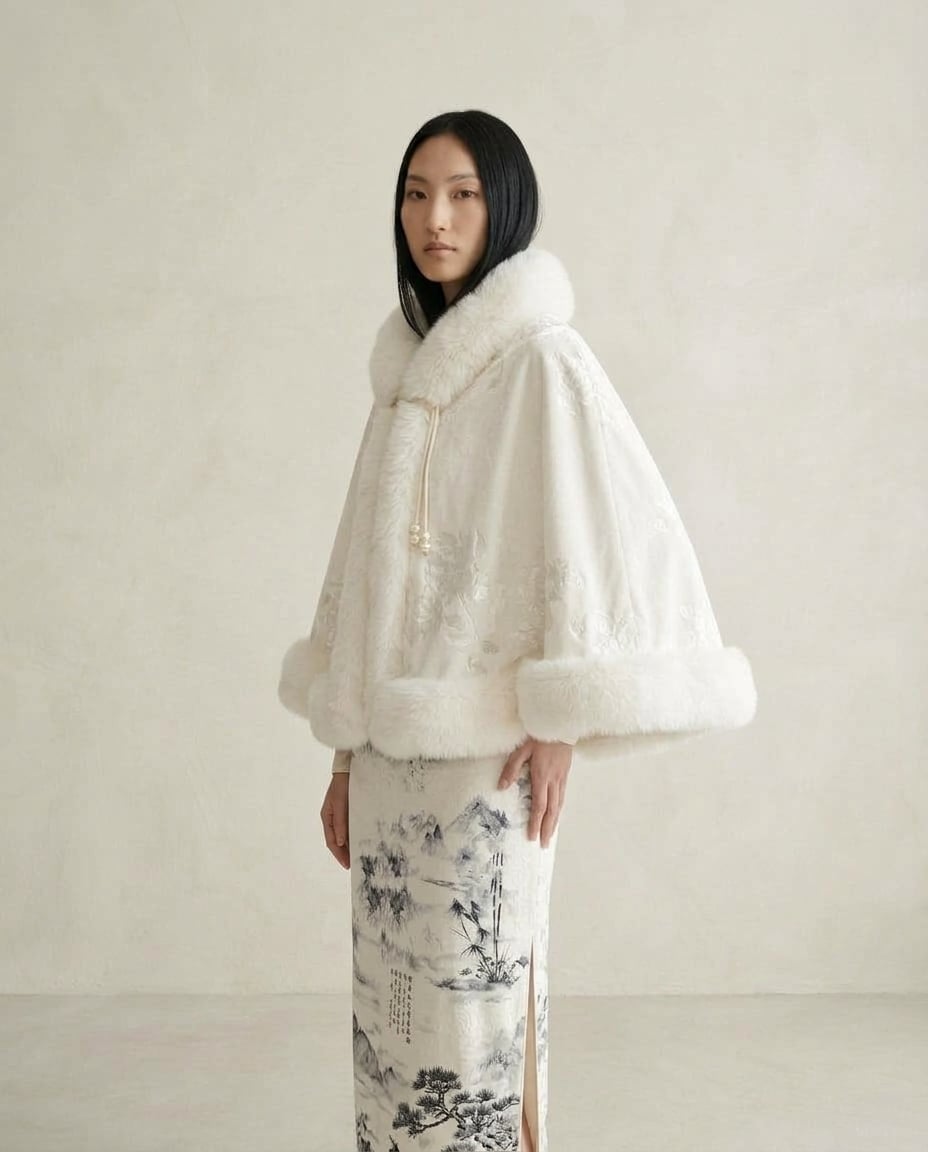 Ella | Sophisticated Velvet Cloak for Winter — side | Maison Perigee