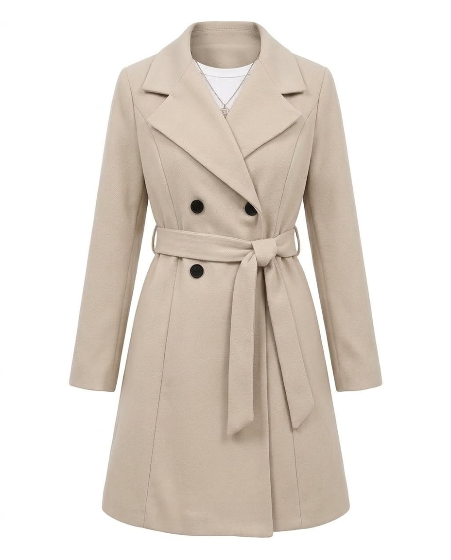 Ella | Timeless Double-Breasted Coat for Autumn/Winter — product white bg | Maison Perigee