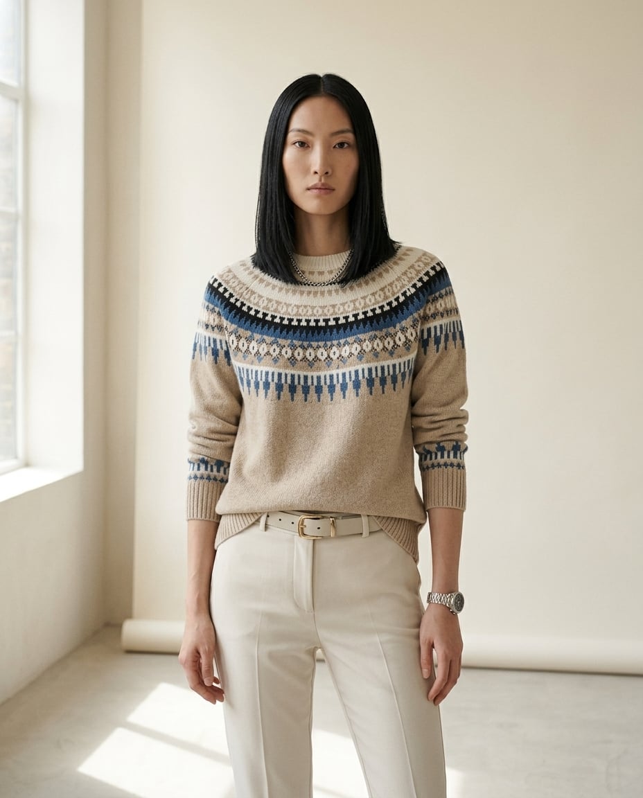Ella | Timeless Fair Isle Knit for Autumn/Winter — front | Maison Perigee